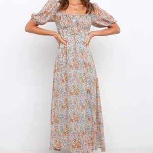 Puff sleeve midi dress